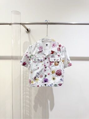 🚩steal Dior White Floral Button-Down Shirt